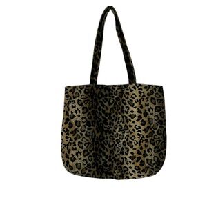 Large Animal Print Leopard Faux Fur Zip Top Tote